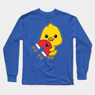 Chick Magnet - Cute Kawaii Chicken and Magnet Pun Long Sleeve T-Shirt